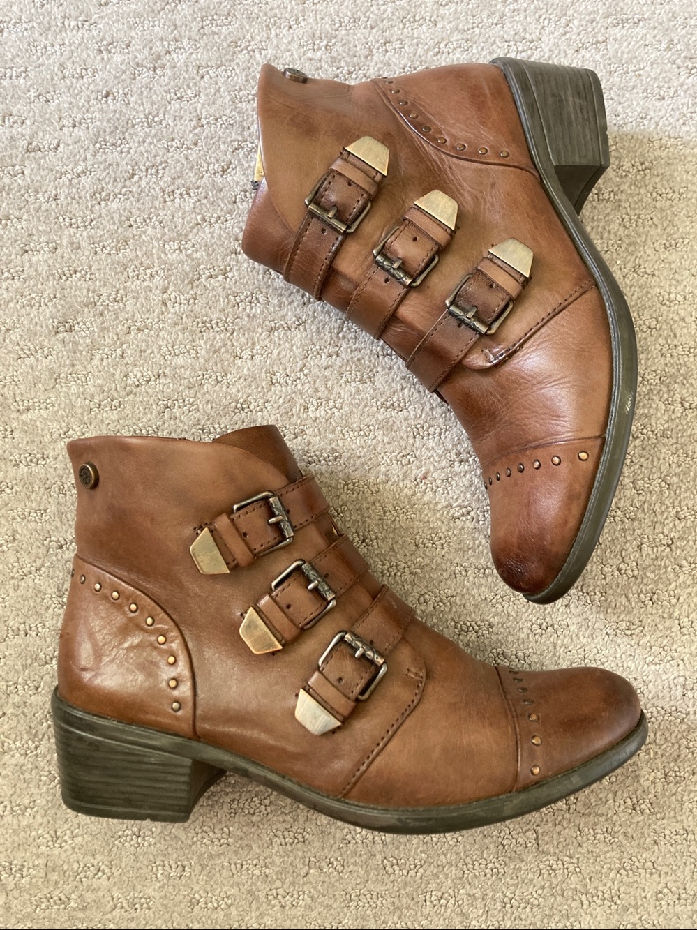 Bussola Antwerpen three-buckle ankle boots, Sz 39.